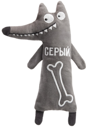 Игрушка для собак мягкая Triol "Волк серый", 150 мм/190 мм