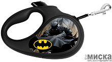 Поводок-рулетка для собак WAUDOG с рисунком "Бэтмен Чёрный", размер M, чёрный
