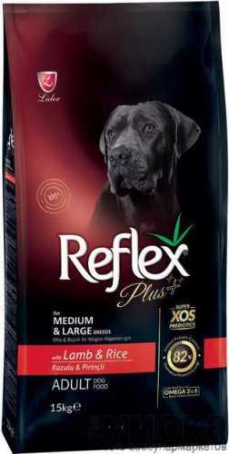 Полноценный и сбалансированный сухой корм для собак средних и крупных пород Reflex Plus с ягненком и рисом 15 кг