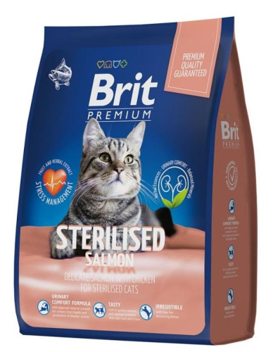 BRIT PREMIUM для стерилизованных кошек с лососем и курицей, 2 кг