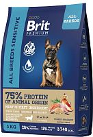 Brit Premium с лососем и индейкой Dog Sensitive, 3 кг