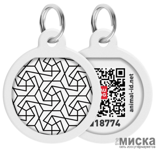 Адресник Waudog Smart ID c QR-паспортом для собак и котов, металл, рисунок "Геометрия", круг, 30 мм