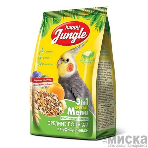 Happy Jungle Корм для средних попугаев при линьке
