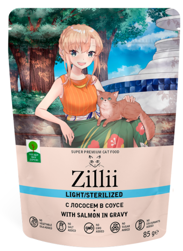 Фото ZILLII Sterilized/Light Cat Salmon лосось в соусе 85 г