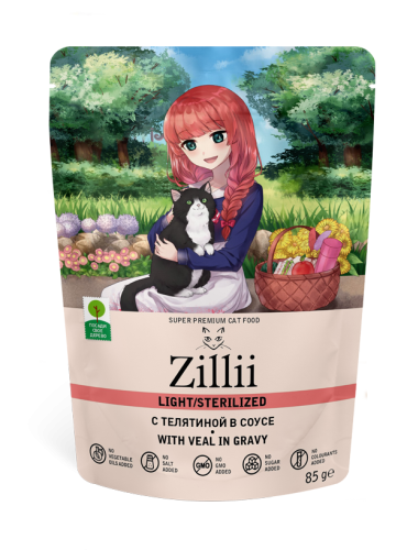 ZILLII LIGHT STERILIZED CAT VEAL с телятиной в соусе пауч (85 гр)