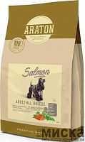 ARATON Dog Adult Salmon, сухой корм для взрослых собак всех пород, с лососем, 3 кг