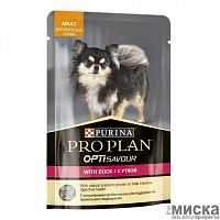 Влажный корм для собак мелких и карликовых пород Pro Plan Small & Mini Adult OptiSavour, утка, пауч, 85 г