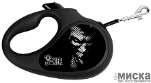 Поводок-рулетка для собак WAUDOG с рисунком "Джокер чёрный", размер L, чёрный