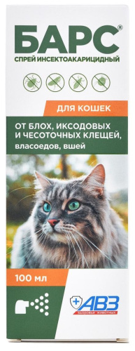 Барс ФОРТЕ спрей инсектоакарицидный для кошек, 100 мл 