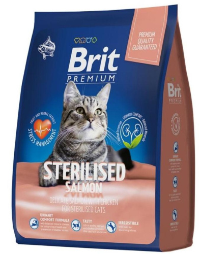 BRIT PREMIUM, для стерилизованных кошек с лососем и курицей, 400 г