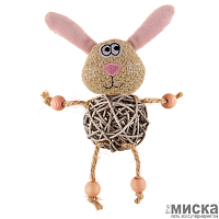 GiGwi Заяц с плетеным мячиком с колокольчиком