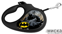 Поводок-рулетка для собак WAUDOG с рисунком "Бэтмен Чёрный", размер L, чёрный