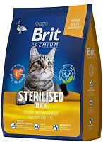 BRIT PREMIUM для стерилизованных кошек  с уткой и курицей, 2 кг