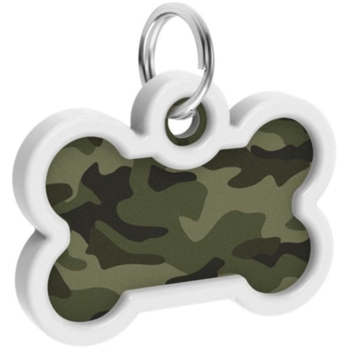 Адресник Waudog Smart ID c QR-паспортом для собак и котов, металл, рисунок "Камо зелёный", кость, 40*28 мм фото 3