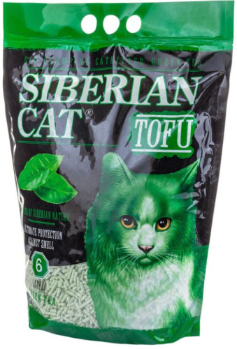 Наполнитель соевый Сибирская Кошка «TOFU» зелёный чай, 6 л фото 2