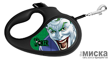Поводок-рулетка для собак WAUDOG с рисунком "Джокер зелёный", размер M, чёрный