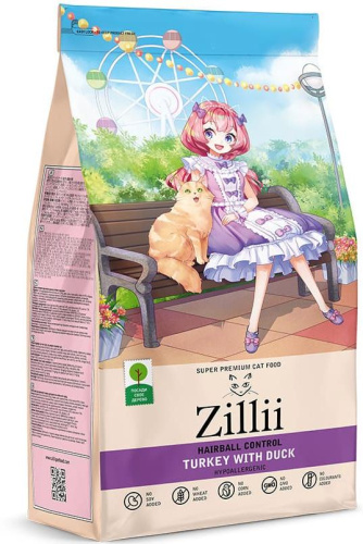 ZILLII Hairball Control индейка/утка 2 кг