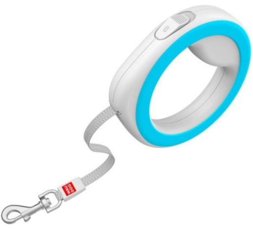 Поводок-рулетка для собак WAUDOG R-leash, круглая, размер XS-M, светоотражающая лента, голубой фото 2