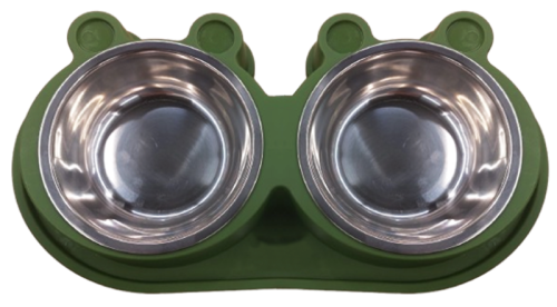 Миска для кошек и собак АРТ 0103-1 двойная 2*180 мл зелёный