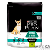 Pro Plan сухой корм для взрослых собак малых и карликовых пород с чувствительным пищеварением, ягнёнок с рисом
