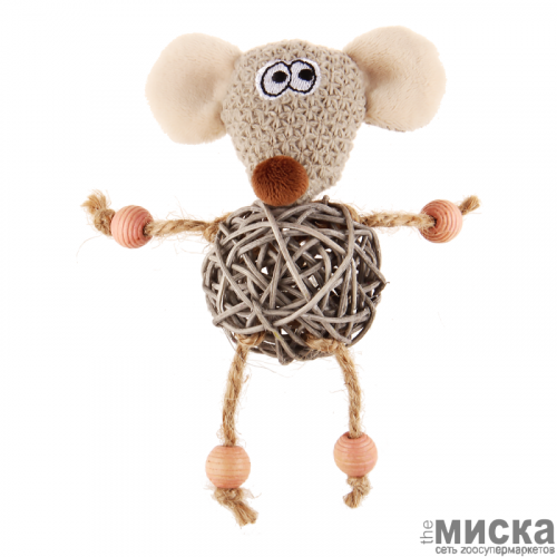 GiGwi Мышка с плетеным мячиком с колокольчиком