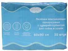 Пеленки Ecopet одноразовые с суперабсорбентом 60х90 см 30 шт.