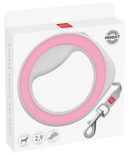 Поводок-рулетка для собак WAUDOG R-leash, круглая, размер XS-M, светоотражающая лента, розовый фото 3