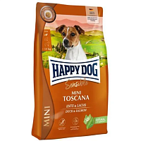 Сухой корм для собак малых пород Happy Dog Sensible Mini Toscana с уткой и лососем 300 гр