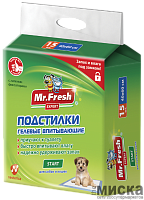 Подстилки гелевые впитывающие для собак и кошек Mr.Fresh Expert Start размер 40х60 см, 15 шт.