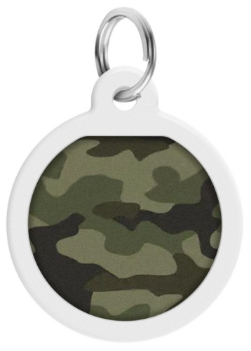 Адресник Waudog Smart ID c QR-паспортом для собак и котов, металл, рисунок "Камо зеленый", круг, 30 мм фото 2