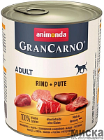 Консервы для собак Animonda GranCarno Adult с говядиной и индейкой 800 гр