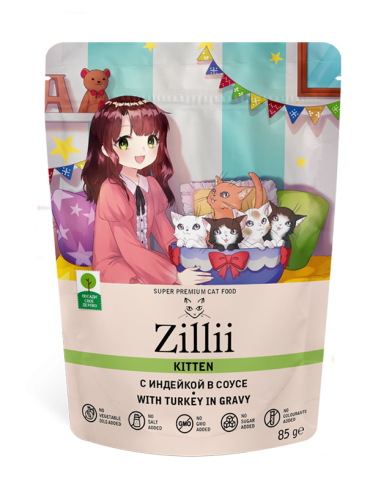 Фото  ZILLII Kitten Turkey индейка в соусе 85 г