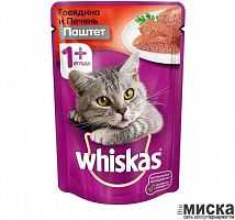 Паштет "WHISKAS" вкусный обед говядина-печень 75г.