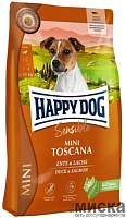 Сухой корм Happy Dog Sensible Mini Toscana, с уткой и лососем, 300 гр