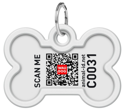 Адресник Waudog Smart ID c QR-паспортом для собак и котов, металл, рисунок "Растения", кость, 40*28 мм фото 3