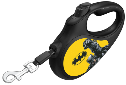 Поводок-рулетка для собак WAUDOG с рисунком "Бэтмен Жёлтый", размер L, чёрный фото 2