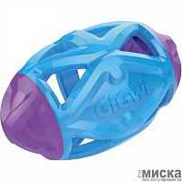 Игрушка для собак GIGWI Edge Flash Регби-мяч светящийся 15 см голубой/фиолетовый, цвет фиолетовый, голубой
