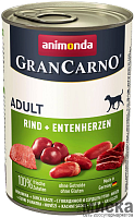 Консервы Animonda GranCarno Adult с говядиной и утиными сердечками для взрослых собак, 400 гр