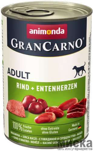 Консервы для собак Animonda GranCarno Adult с говядиной и утиными сердечками 400 гр