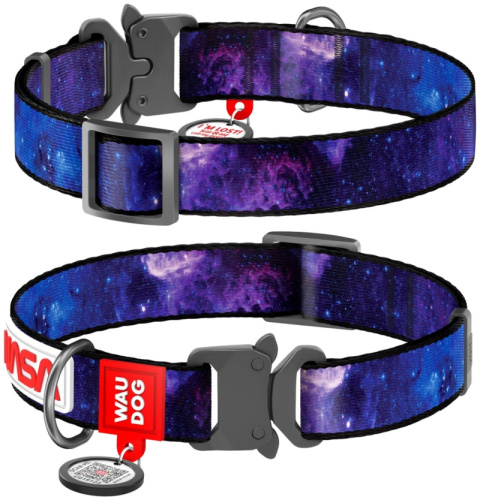 WAUDOG Nylon c QR-паспортом, NASA21, металлический фастекс, XL, Ш 25 мм, Дл 37-58 см