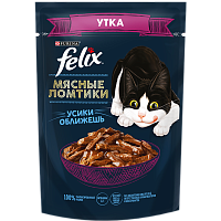 Влажный корм для кошек Felix "Мясные ломтики" с уткой в соусе 75 гр