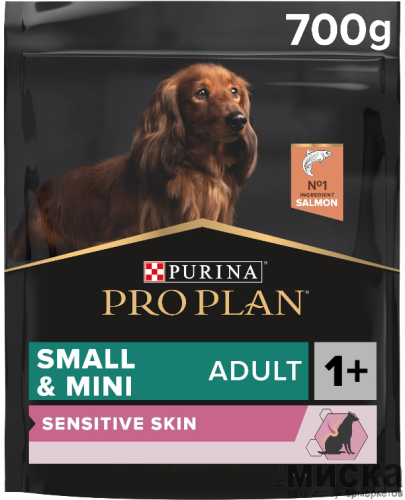 Сухой корм Purina Pro Plan Small & Mini Sensitive Skin с лососем.