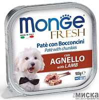 Паштет для собак Monge Fresh Dog с ягнёнком 100 гр