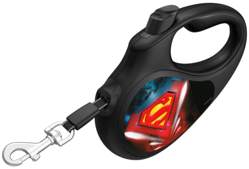 Поводок-рулетка для собак WAUDOG с рисунком "Супермен Лого", размер L, чёрный фото 2