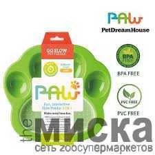 Миска Лапа/медл корм 2в1 мини, зел/PetDreamHouse PAW 2-IN-1 Mini Slow Feeder & Lick Pad Green Easy